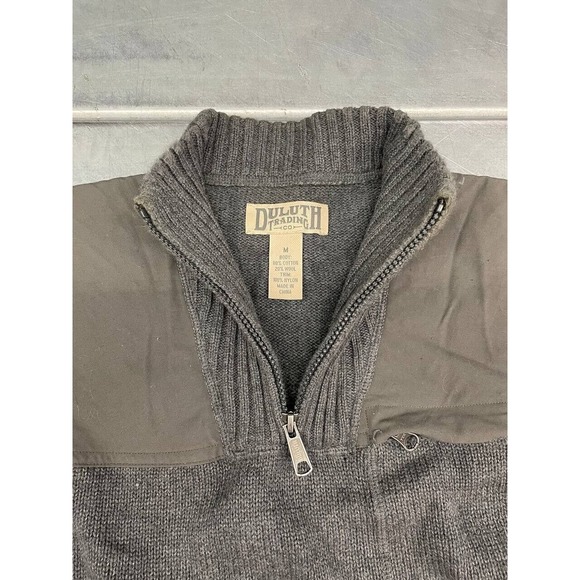 Duluth Brigadier Mock Neck Sweater Mens Medium Fisherman Chunky Wool Blend - Picture 4 of 10